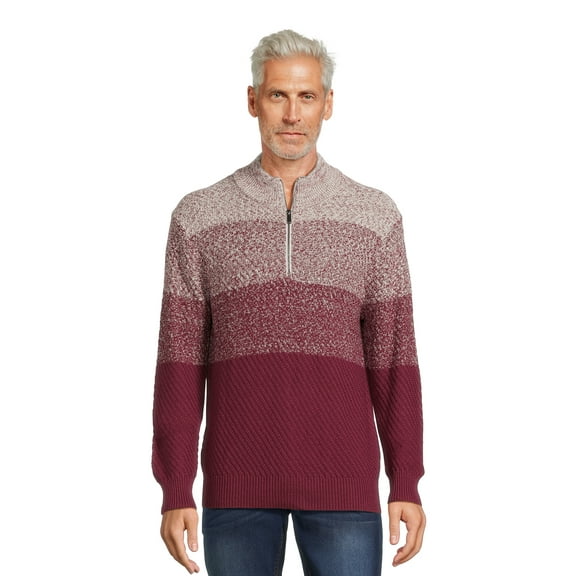 Tribekka 44 Men's Gradient Mock Neck Quarter Zip Sweater with Long Sleeves, Sizes S-2XL