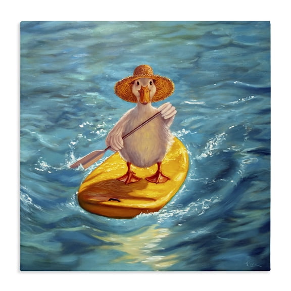 Stupell Industries The Paddler Duck with Straw Hat Canvas Wall Art, design by Lucia Heffernan