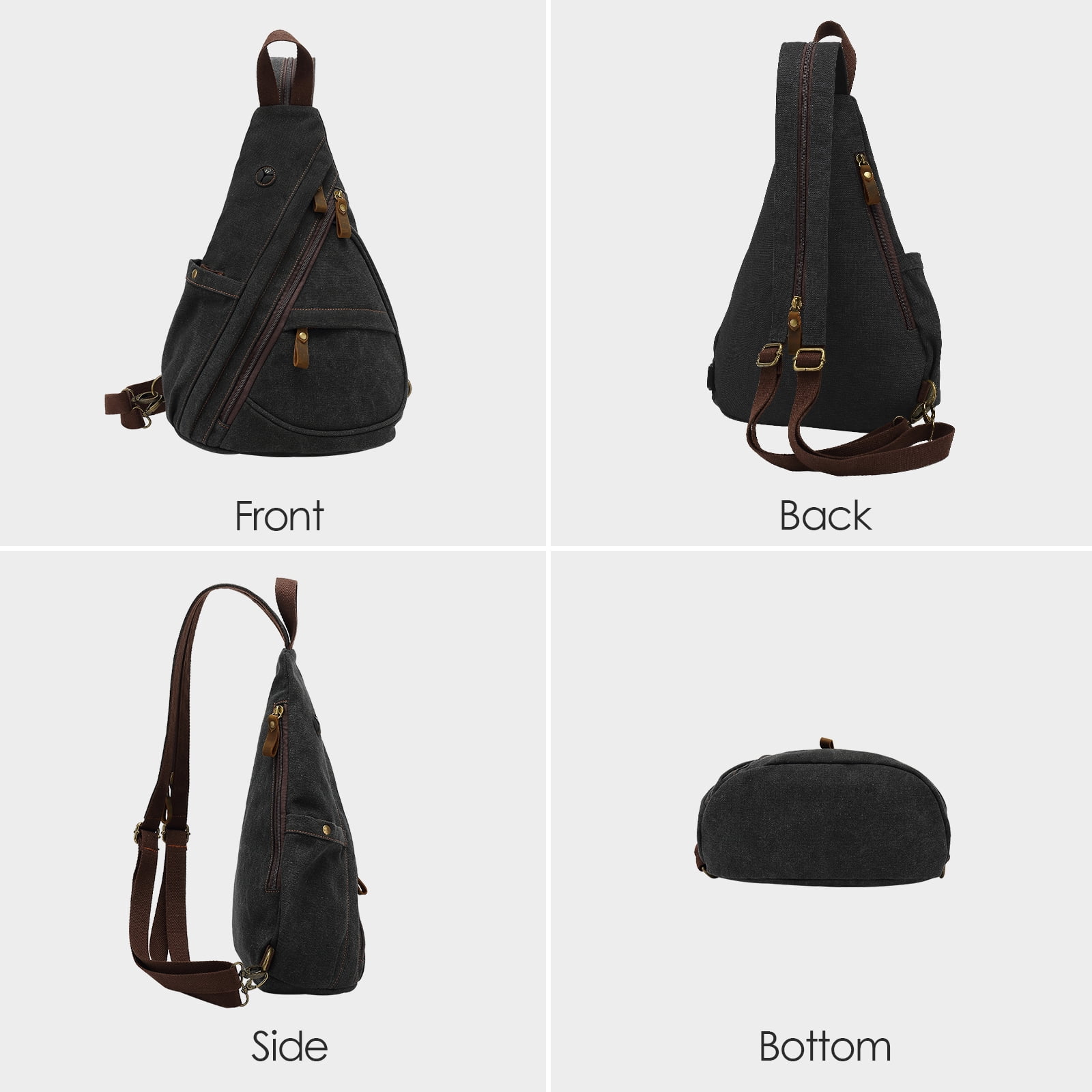 Ueasy Vintage Canvas Sling Bag with Earphone Hole, Water-Resistant Crossbody Backpack for Hiking Travel Gym, Perfect Gift for Thanksgiving & Christmas, Unisex