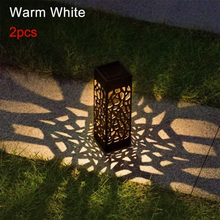 

2pcs Automatic Outdoor Landscape Yard Dusk To Dawn Waterproof Lawn Path Lamp Auto ON/OFF White/Warm White LED Solar Garden Lights WARM WHITE