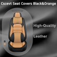 thumbnail image 6 of 2PCS Faux Leather Full Coverage Car Seat Protectors Fit for Chevy 99% Car Models,(Luxury) Waterproof Automotive Seat Cover for Cars(Black/Orange), 6 of 6