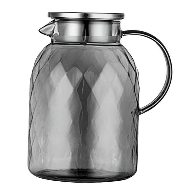 DOLITY Pichet à Boisson avec Couvercle Design à Grand Ouverture Pichet en Verre pour Boisson Thé Glacé Lait 1800ml