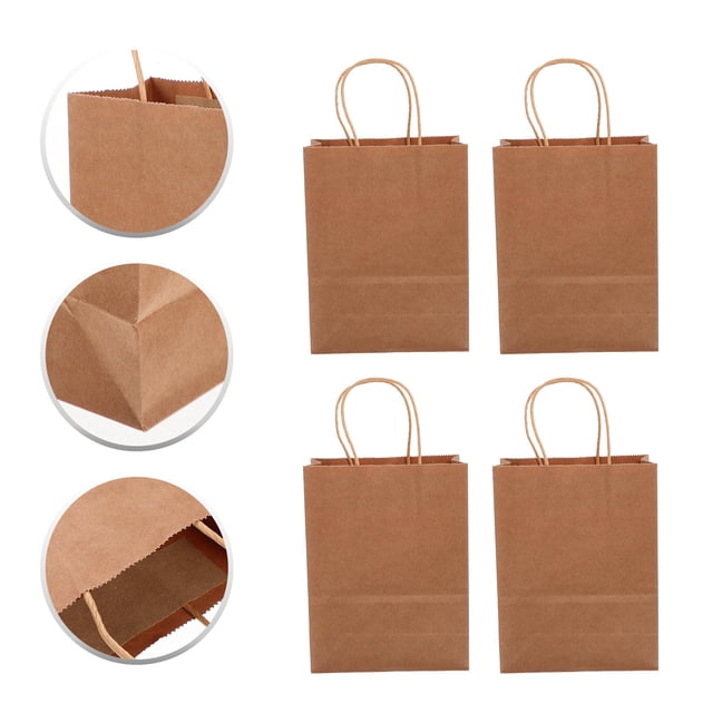 unbranded 20Ud Bolsas Kraft Para Llevar Con Asas Duraderas Ideales Para Panaderías Y Cafés