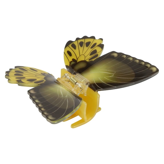 Unique Bargains 1 Pc Butterfly Hair Clips Hairdo Clip for Women 4.13"x3.31"x1.38" Black Yellow