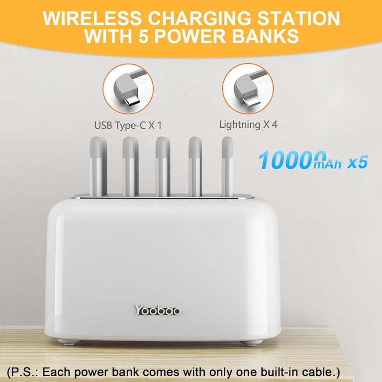 Yoobao Wireless Charging Station, 10000mAh Power Bank, Built-in Cables,  Fast Charge, Portable - White - Walmart.com