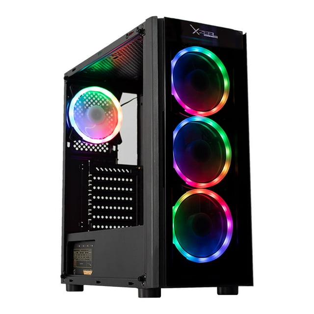 Gabinete Gamer Stylos XZEAL XZ110 RGB Cristal Templado Negro 4 ventiladores XZCGB12B