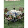thumbnail image 3 of Outdoor Tablecloth with Umbrella Hole and Zipper, Blue Starfish Coastal Square Table Cloth 60x60 Inch Waterproof Tablecloth, Eucalyptus Summer Nautical Shell Retro Picnic Table Cover for Patio, 3 of 7