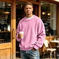 thumbnail image 2 of Men's Crew Neck Long Sleeve Solid Sweatshirt Lightweight Casual Pullover Comfortable Basic Top for Fall Winter Everyday Wear and Weekend Outings Pink M, 2 of 7