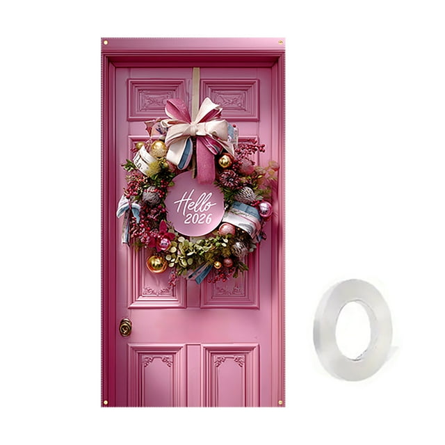 Yhmxh Feliz Año Nuevo Decoración para la puerta Cubierta para la puerta Decoración para colgar en la puerta para fiestas Tapiz para la puerta