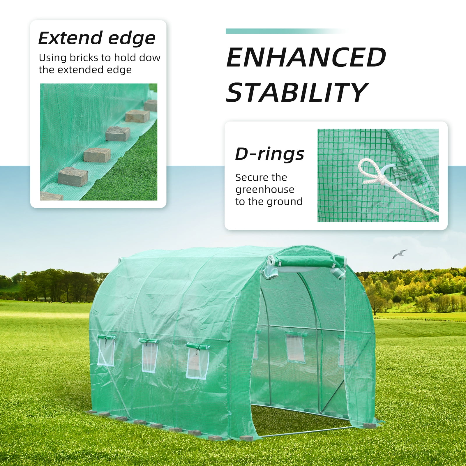 BPS Walk-in Tunnel Greenhouse Waterproof PE Replacement Cover 10x10x7 ft