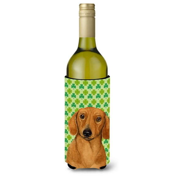 Carolines Treasures LH9177LITERK Dachshund St. Patricks Day Shamrock Portrait Wine Bottle Hugger Wine Bottle multicolor