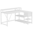 thumbnail image 4 of Fnova Bureau de 55 Pouces avec Tiroir, Table Moderne Réversible en L Blanche Bureau d'Ordinateur d'Angle avec Étagères de Rangement et Support pour Moniteur pour Bureau à Domicile, 4 of 10