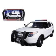 2015 Ford Interceptor Utility Unmarked Police Car with Light Bar White 1/24 Diecast Model Car by Motormax