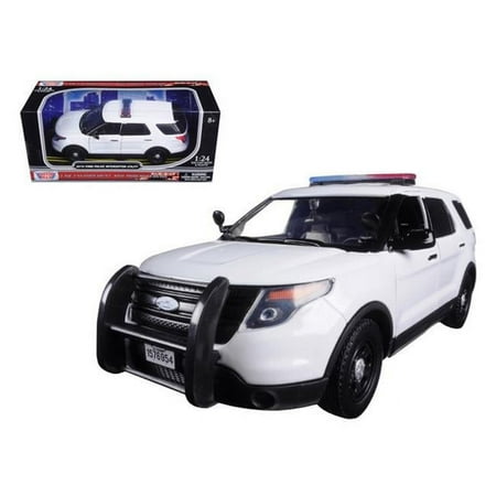 2015 Ford Interceptor Utility Unmarked Police Car with Light Bar White 1/24 Diecast Model Car by Motormax