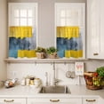 thumbnail image 3 of Yellow Blue Color Block Curtain Valances Set Modern Style Oil Painting Kitchen Curtains 36&nbsp;inch Length Rod Pocket Valance and Tiers 3 Piece Set Small Bedroom Bathroom Laundry Decor, 3 of 9