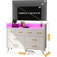 thumbnail image 3 of Acekid Dresser TV Stand, Dresser for Bedroom with LED Light & Charging Station Entertainment Center with Storage 8 Drawers Wooden Dressers with Open Space Wide Drawers, 3 of 7