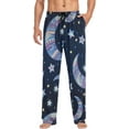 thumbnail image 4 of Men's Pajama Pants with Pockets Sleepwear Lounge Pants Stretch Casual Night Stars Crescent Moon, 4 of 7