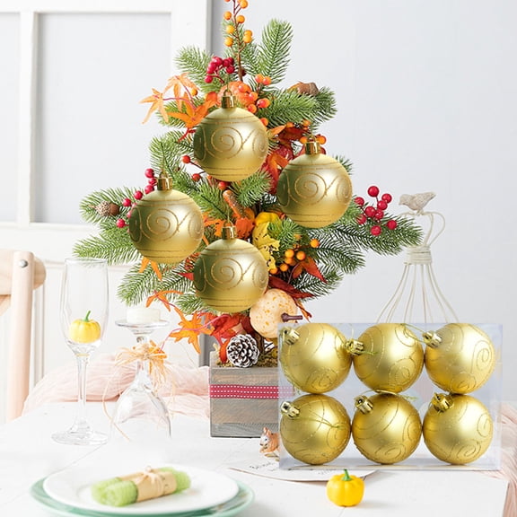 JLFNYA Mini Christmas Ornaments Clearance,Christmas Balls Ornament,6cm6pcs Matte Gold Christmas Ball Plastic Christmas Ball Layout Christmas Tree Pendant