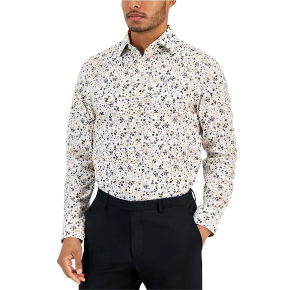 bar III Mens Ditsy Floral Stretch Button Down Dress Shirt, Multicoloured, 14-14.5