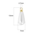 thumbnail image 2 of 13x7mm Pearl Charm, 50Pcs Pearl Beads Teardrop Faux Pearl Pendant Charm with Loop for Bracelets Earrings, Golden, 2 of 7