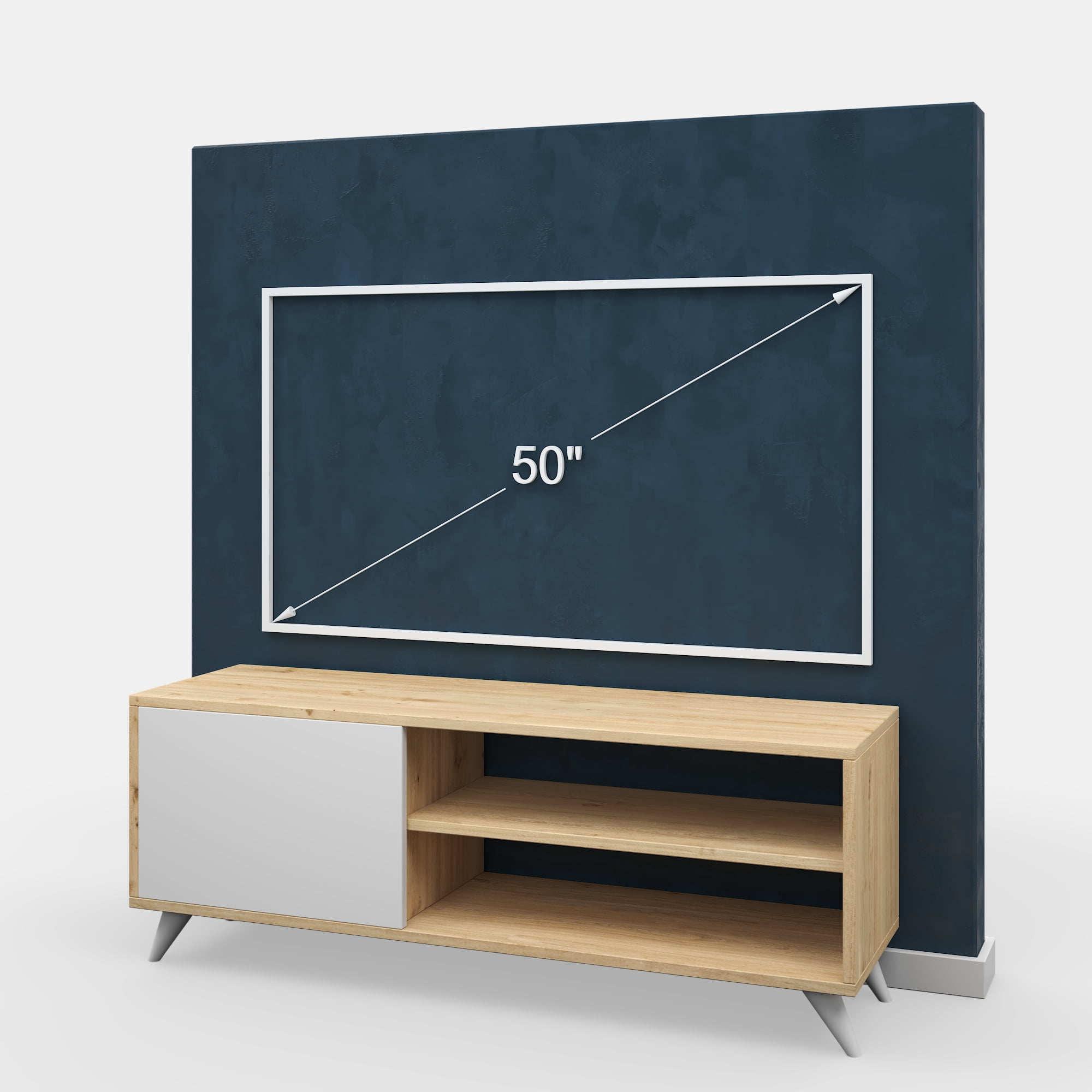 Ada Home Décor 2 Tier Venga TV Stand with Doors for TVs up to 53", White Oak