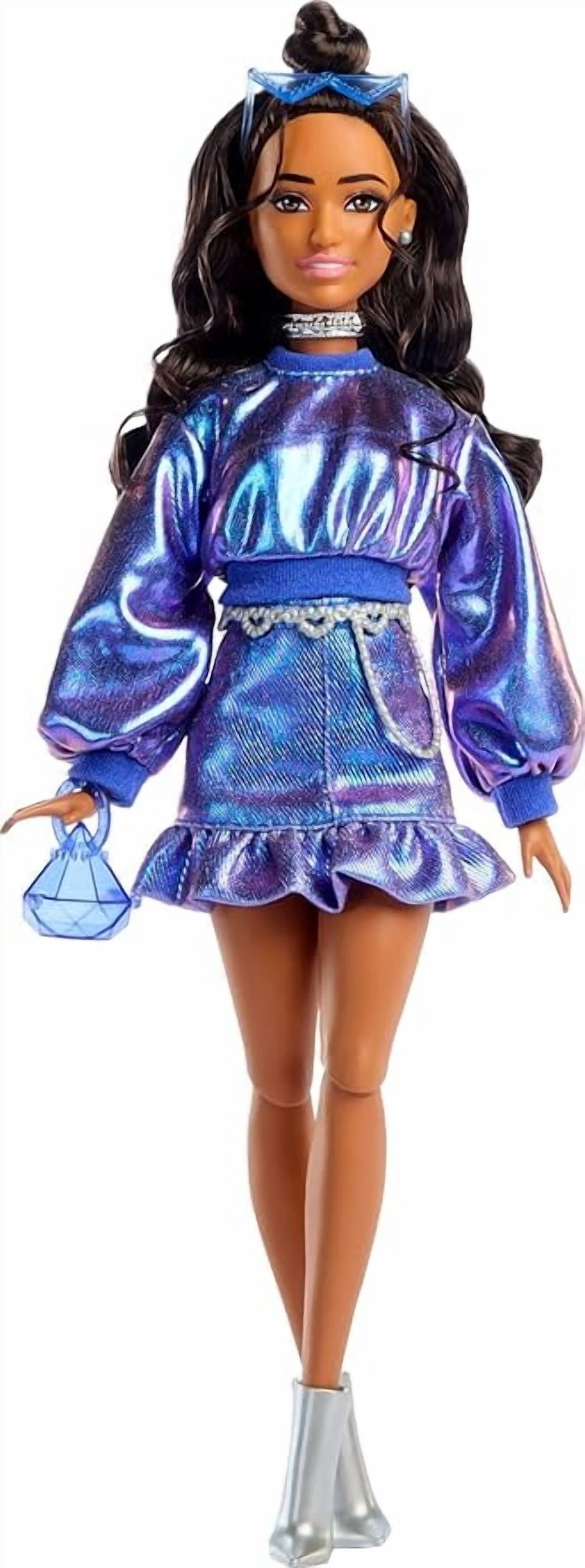 Barbie Deluxe Style Fashion Doll #7 in Metallic Blue Top and Skirt Toy New w Box