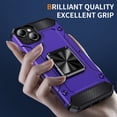 thumbnail image 4 of JTCASES for iPhone 15 Armor Case, Built-in Rotatable Kickstand Anti-slip Bumper Heavy Duty Protective Hybird Shockproof Anti-fall Shell Car Mount, Purple, 4 of 8