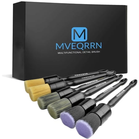 MVEQRRN 6pcs Detailing Brush Set-2pcs Boars Hair Detailing Brushes,2pcs Ultra Soft No Scratch Detailing Brush for Air Vent,Leather Seat 2pcs Detail Brushes car Detailing for Interior Exterior C40