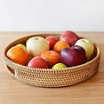 thumbnail image 3 of Rattan Serving Tray, Hand-Woven Ottoman Tray with Handles, Natural Wood Home Decor for Kitchen & Living Room - 30cm Round, 3 of 5