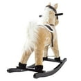thumbnail image 3 of Happy Trails Rocking Horse Plush Animal on Wooden Rockers with Sounds, Stirrups, Saddle & Reins, Ride on Toy, Brown, 3 of 5