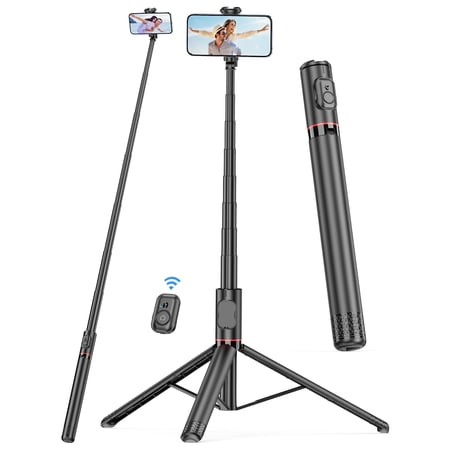 SelfieShow 72" Selfie Stick, 4 in 1 Extendable Phone Tripod Stand with Wireless Remote & Phone Holder 360°Rot Travel Tripod for iphone/Android (Black)
