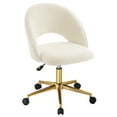 thumbnail image 6 of Furniliving Modern Rolling Mid-Back Armless Office Chair Swivel Upholstered Task Chair Open Curved Vanity Chair for Living Room Bedroom, White, 6 of 11