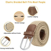 XKDOUS 4 Pcs Mens Stretch Belts, Mens Braided Woven Belt, Golf Belts Elastic Belt, Woven Casual Belt for Women Jeans Pants Dresses
