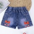 thumbnail image 4 of Girls Summer Denim Shorts Bowknot Decor Casual Pull-On Short Jeans Elastic Waist Cute Toddler Shorts 4T, 4 of 4