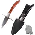 thumbnail image 1 of Set de 2 cuchillos para ostras con par de guantes y funda de piel, 1 of 5