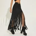 thumbnail image 4 of QATAINLAV Women's Fringe Maxi Skirts Asymmetrical Hem Tassel High Waist Long Pencil Skirt Festival Party Steampunk Skirt, Black, S, Gifts for Girls, 4 of 6
