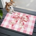 thumbnail image 4 of Pink Floral Print Bathroom Mats 2x3 FT, Non Slip Small Kitchen Mat, Checkered Bow Rose Flower Gingham Washable Soft Backed Front Door Throw Rugs Non-Shedding Indoor Outdoor Doormat for Entryway Sink, 4 of 8