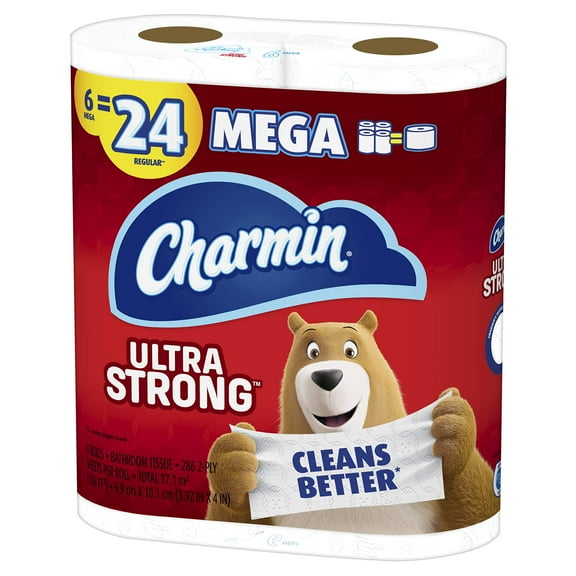 Charmin Ultra Strong Toilet Paper 6 Mega Rolls, 242 Sheets Per Roll
