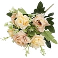 thumbnail image 2 of 12.2'' Yellow Roses Artificial Flowers Real Touch Fake Flowers Silk Rose Bouquet with Stem Lifelike Centerpieces for Tables Floral Arrangements Fake Roses for Decoration Wedding Vase Floral Decor, 2 of 9
