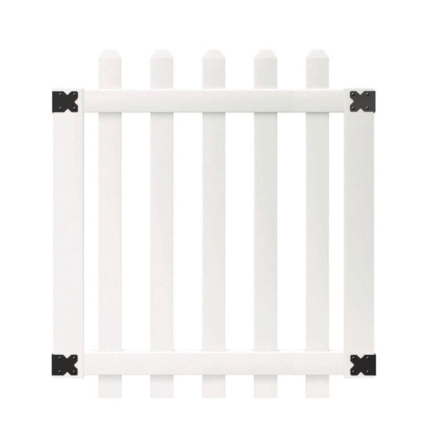PicketLock Yorktown 3.5 ft. x 4 ft. White Vinyl Dog Ear Picket Fence