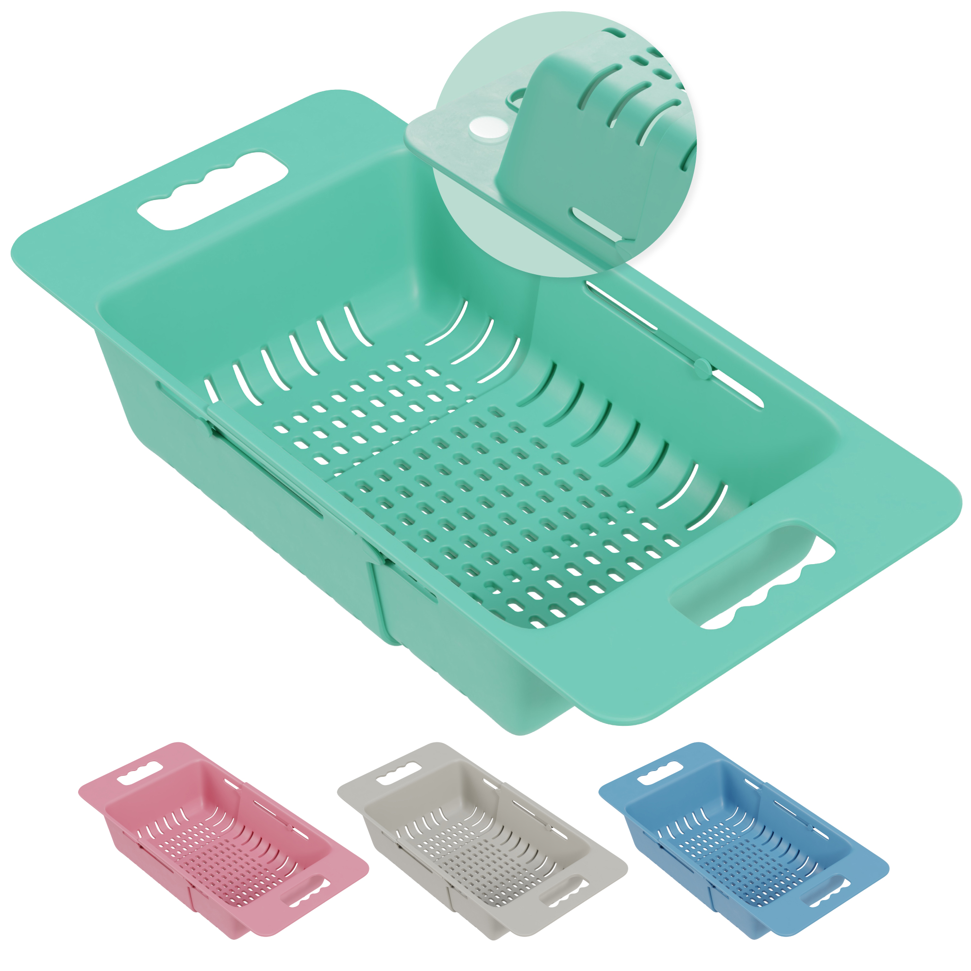 OLIVE & OAK HOMEWARE Sink Strainer OverTheSink Colander Drain Basket Mint