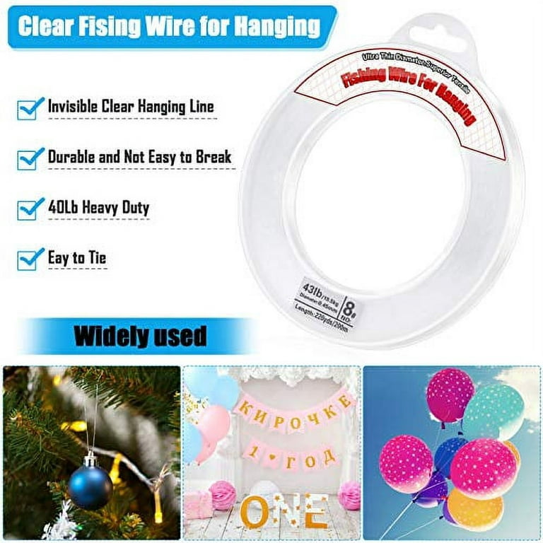Clear Fishing Wire,755Ft Monofilament Fishing Line,Clear String for  Hanging,Stro