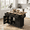 Black, variant on Homy Casa 53" Farmhouse Kitchen Island Cart with Drop Leaf, Drawers, Adjustable Shelves and Wheels, White