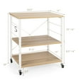 thumbnail image 4 of Giantex Bakers Rack 3-Layer Microwave Stand, Kitchen Rolling Cart with 4 Universal Wheels and 10 Removable Hooks, Coffee Cart Shelf Organizer for Kitchen, Living Room, Entryway, Maple, 4 of 8