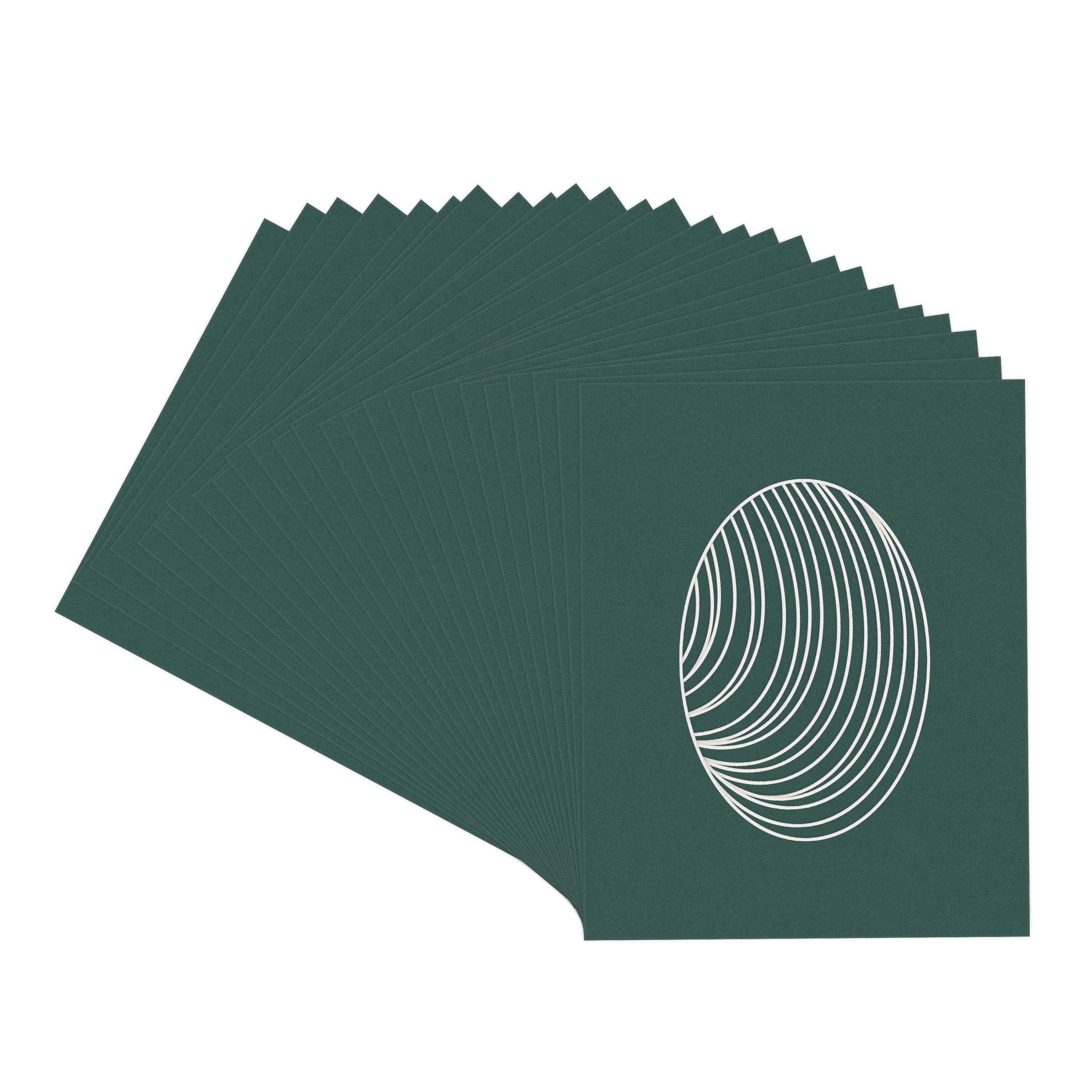 Forest Green Picture Frame Mat for 18x24 Frames - Oval Opening for 15x21 Photos - 25 Mats