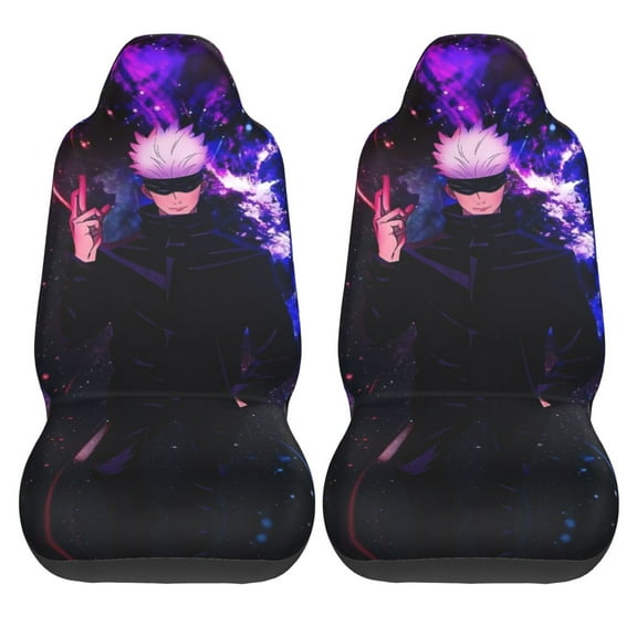 2pcs Universal Fit Car Seat Covers, Jujutsu Kaisen Print Car Seat Cover For Front Seat Cushion Protectors Two Pcs Auto Accessories Bucket Seat Covers