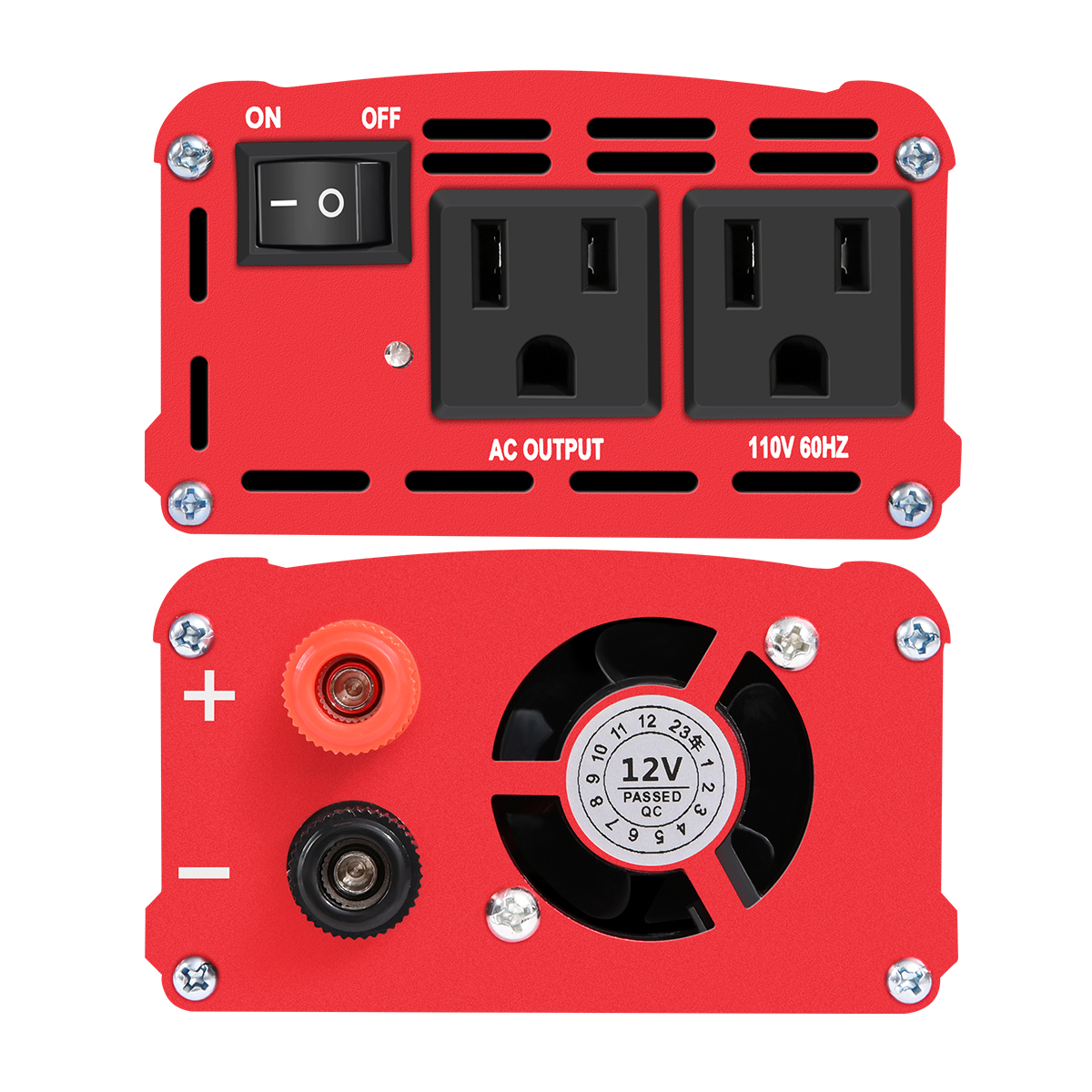 TATALIKEN 2000W（Rating power 800 W）Power Inverter DC 12V to AC 110V/120V Car Inverter with Battery Clamp Cable 2 AC Outlets for Power Tools Home Vehicles RV Truck, Red