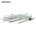 thumbnail image 2 of Harper & Bright Designs Twin Size L Shaped Platform Bed with Trundle, Wood Upholstered Corner Bed Frame with Drawer, Beige, 2 of 10