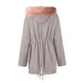 thumbnail image 3 of Lovskoo 2024 Women's Parka Winter Cotton Mid Length Hooded Winter Warm Plush Coat Gray, 3 of 4