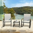 thumbnail image 4 of 3 Piece Outdoor Patio Furniture Set, Rocking Bistro Set, Textilene Fabric Patio Furniture Set, Front Porch Rocker Chairs Conversation Set with Glass Coffee Table for Lawn, Garden, Balcony, Poolsid, 4 of 7